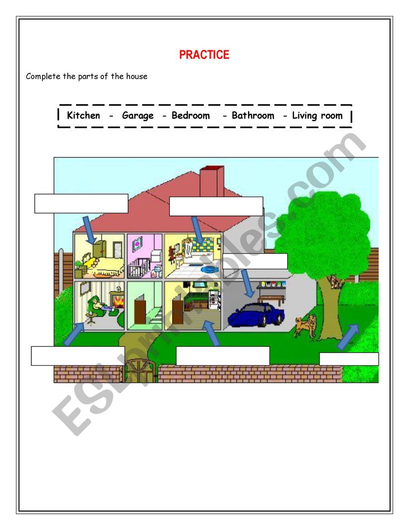 PARTS OF THE HOUSE  worksheet