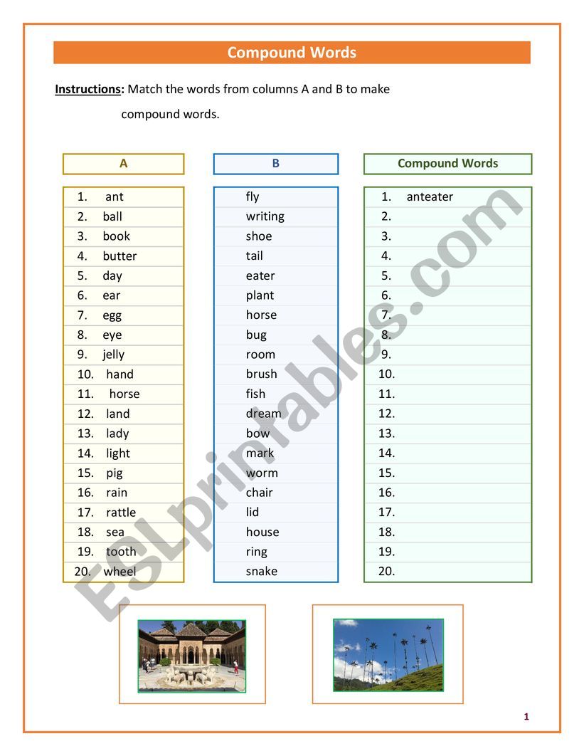 Compound Words Exercise  worksheet