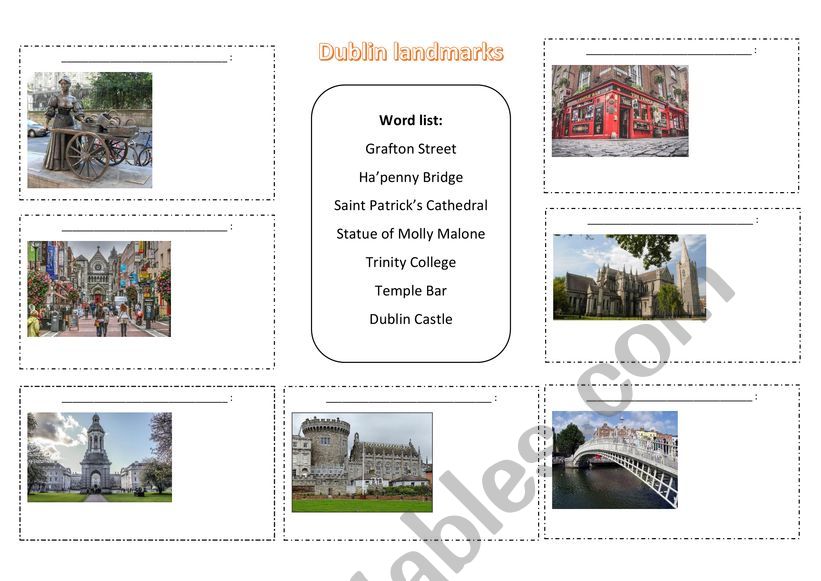 Landmarks of Dublin worksheet