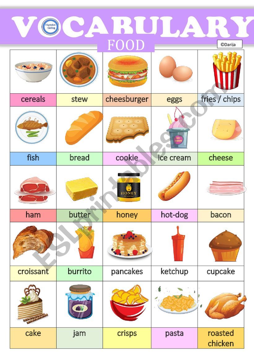 Food Vocabulary worksheet