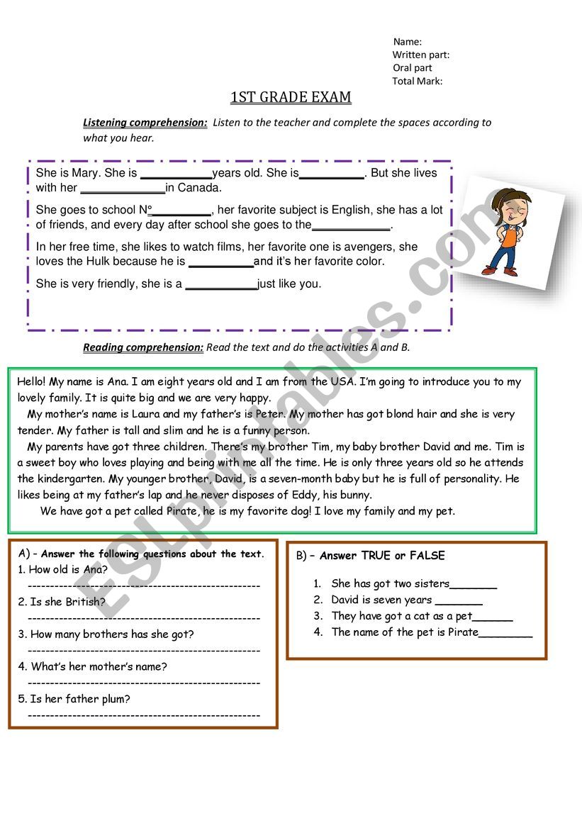 Presentation test  worksheet