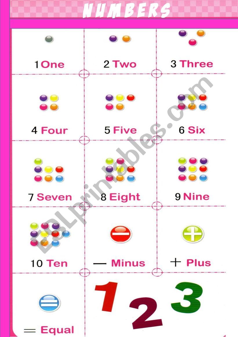 Numbers flashcard worksheet