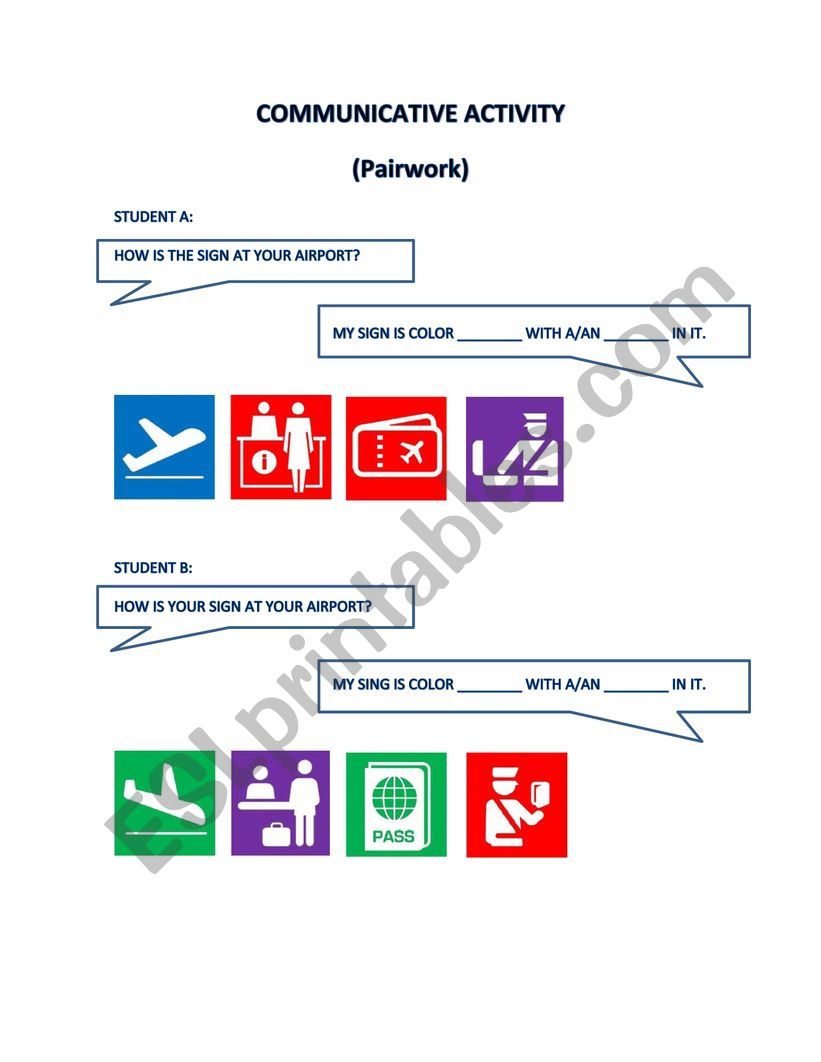 At the airport communicative activity