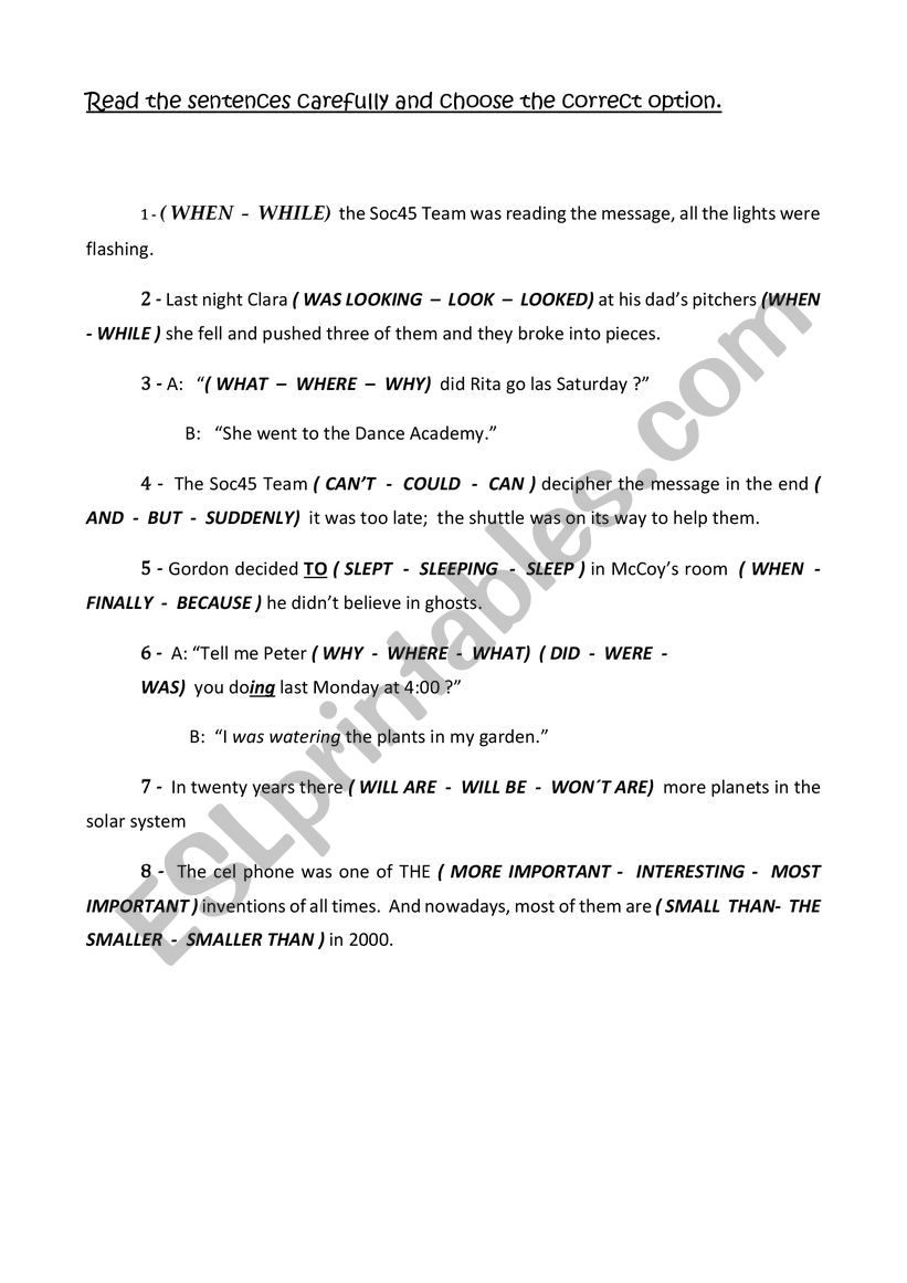 MUTIPLE CHOICE worksheet