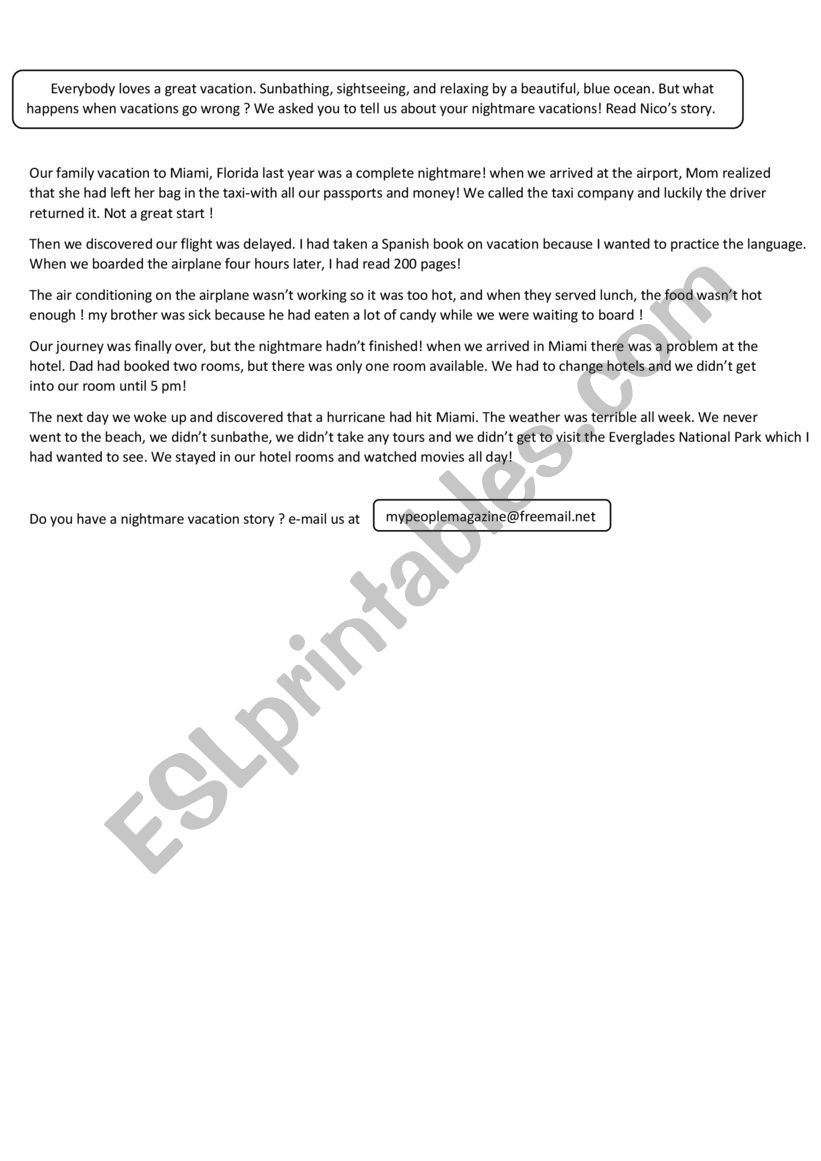 End of Term 2 Test for 9 th form (Text + Comprehension questions + Language  + Writing)