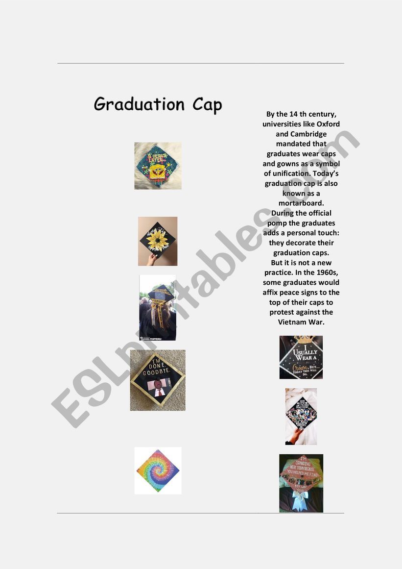 Graduation cap worksheet