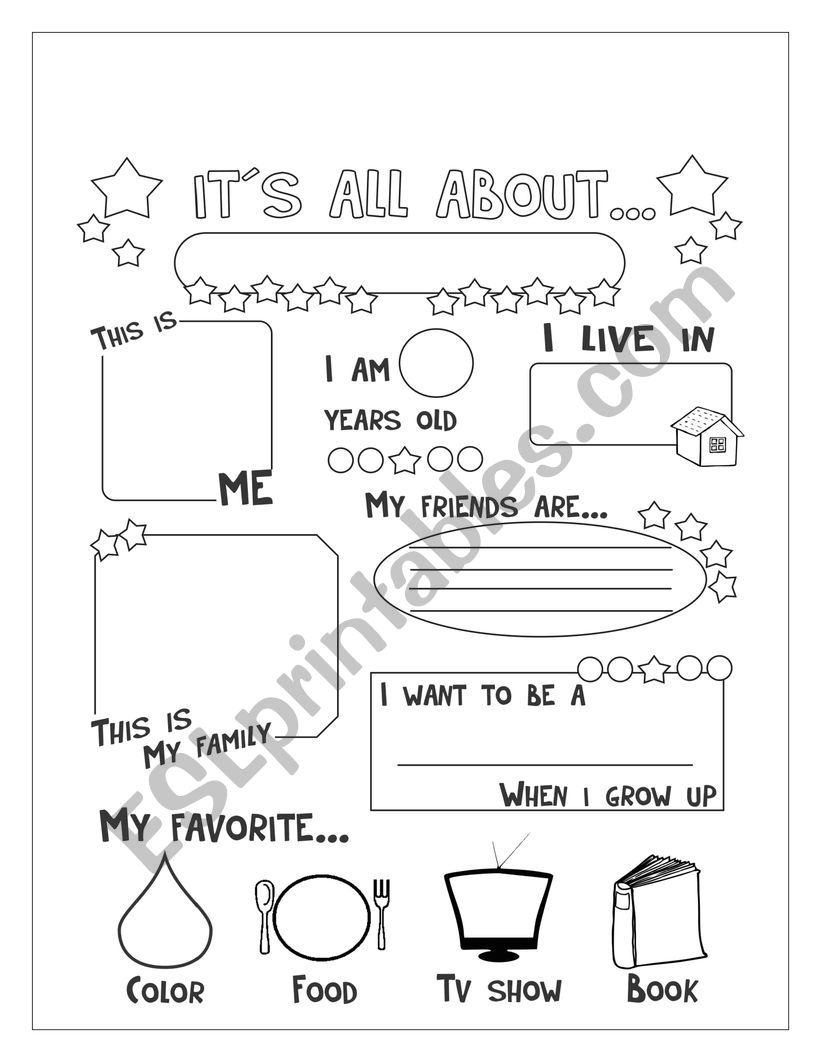 about myself worksheet