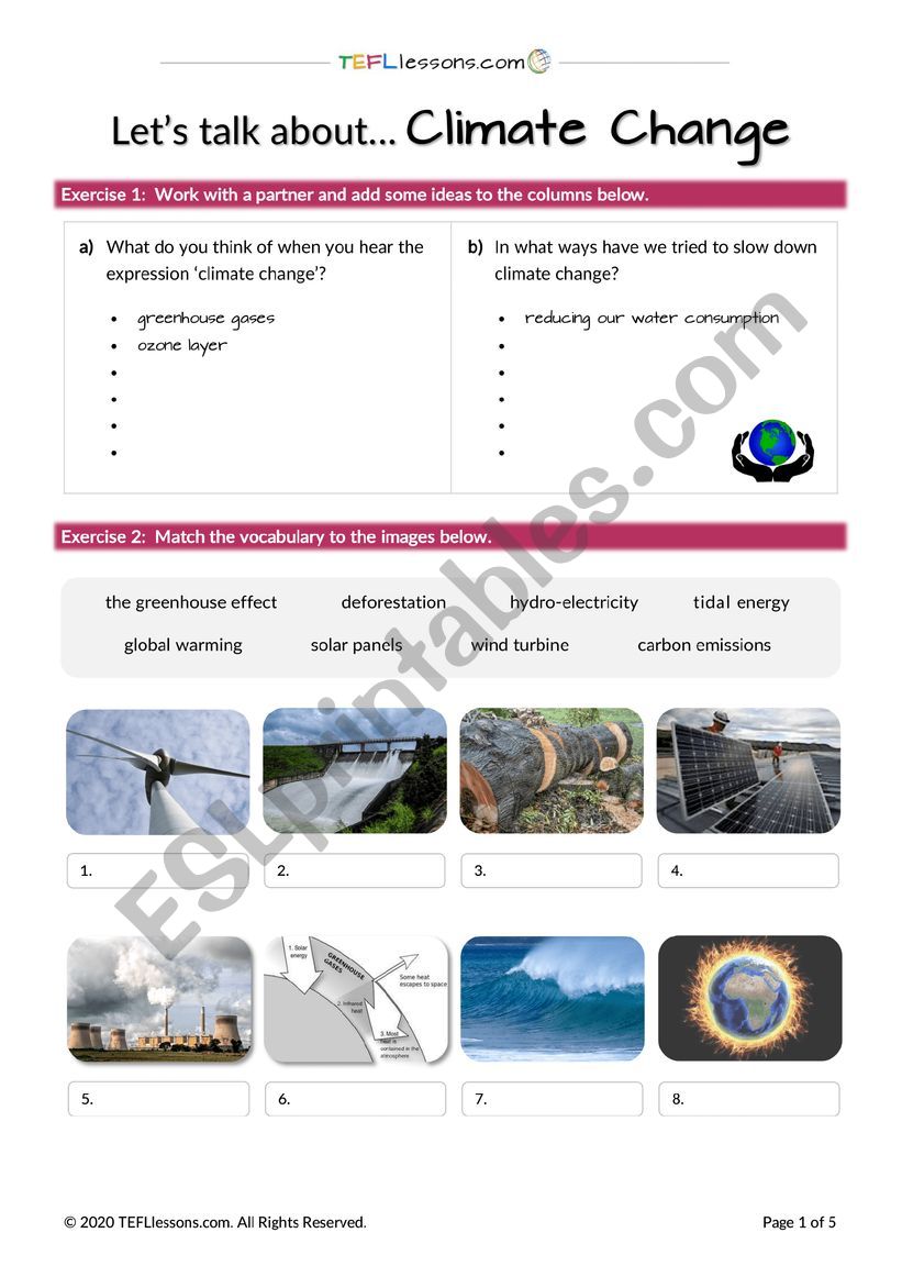 Climate Change Lesson worksheet