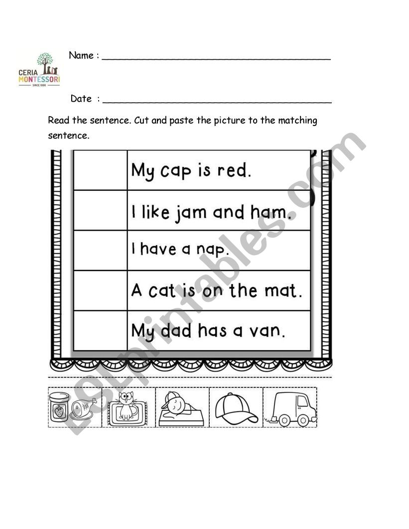 cvc sentences worksheet