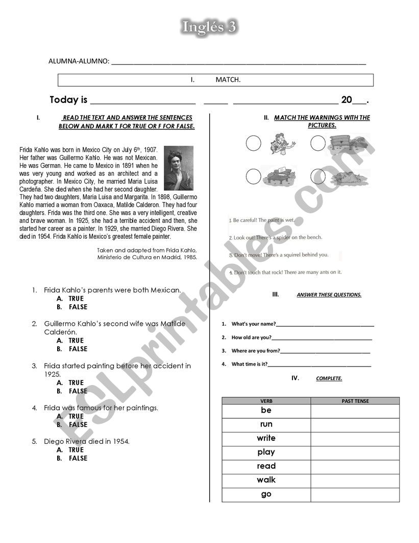 Biography worksheet