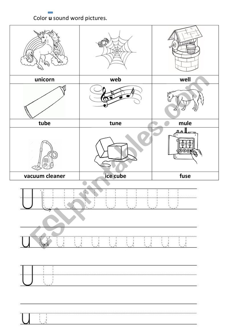 Letter U worksheet