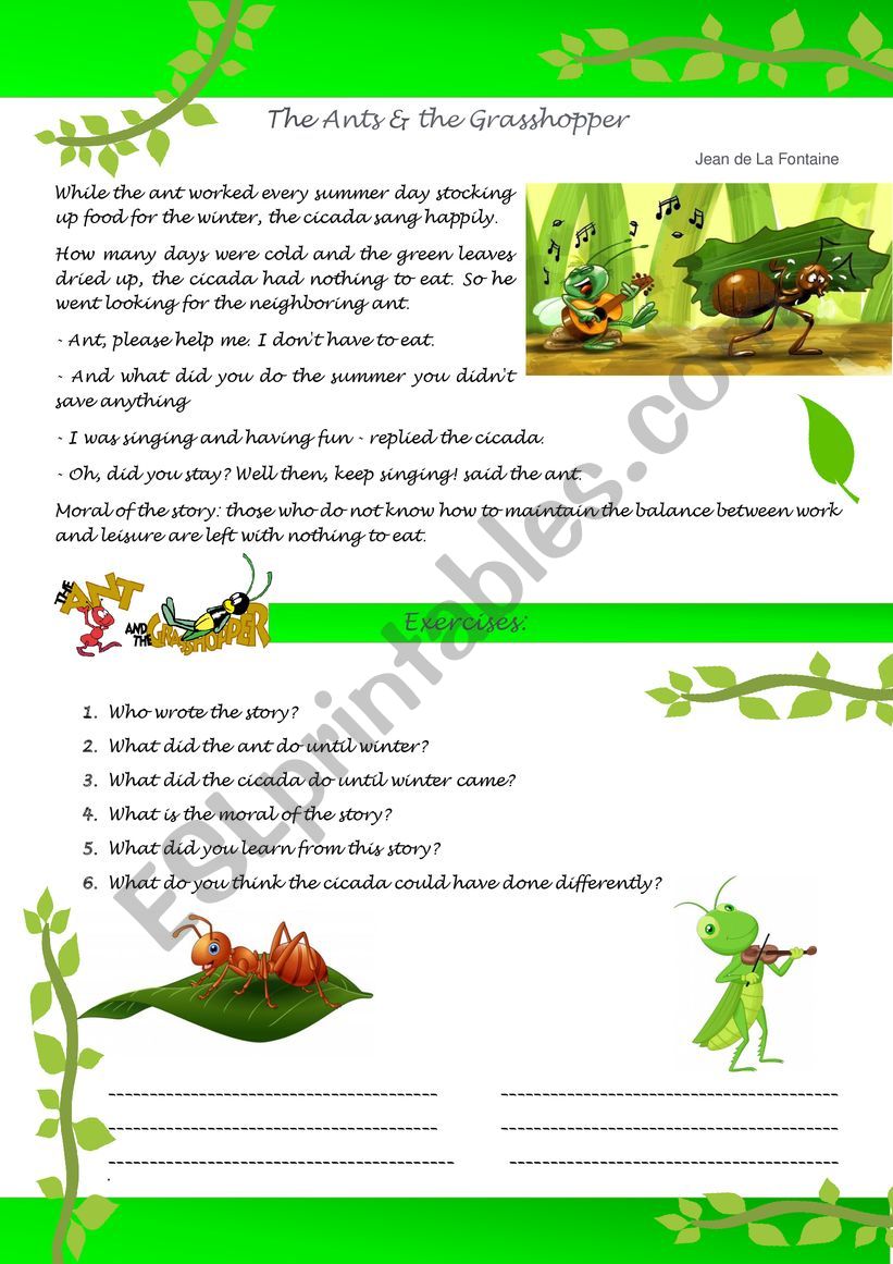 The Ants & the Grasshopper Activity