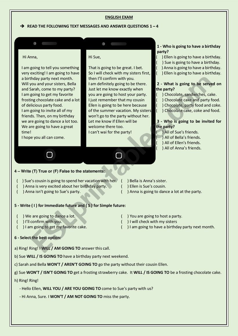 Future - will vs going to worksheet