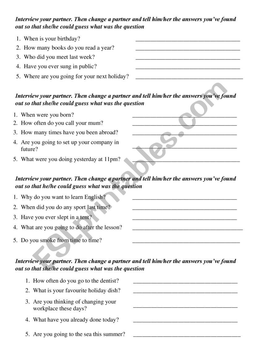 Reported speech (warm-up) worksheet