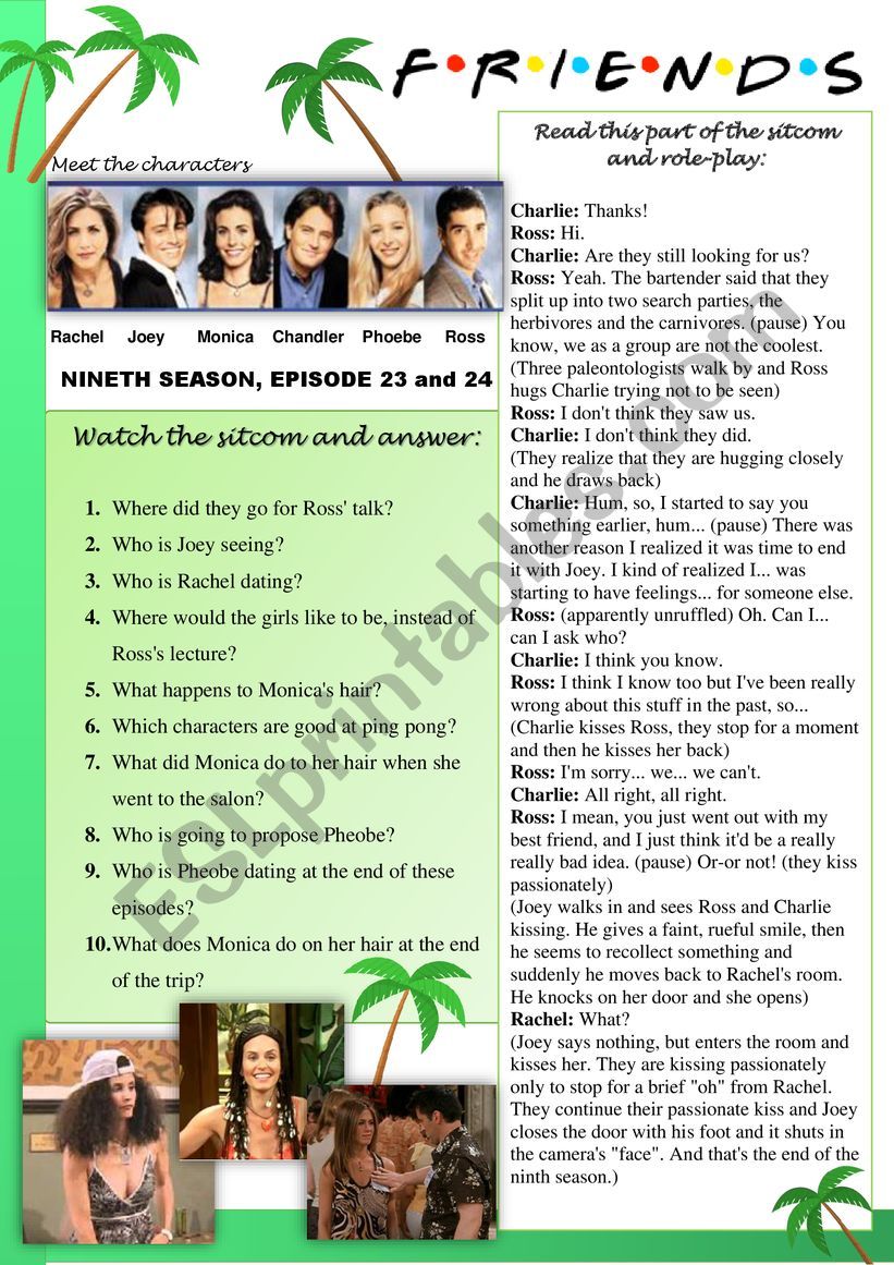 Friends sitcome - 09 x 23, 24 worksheet