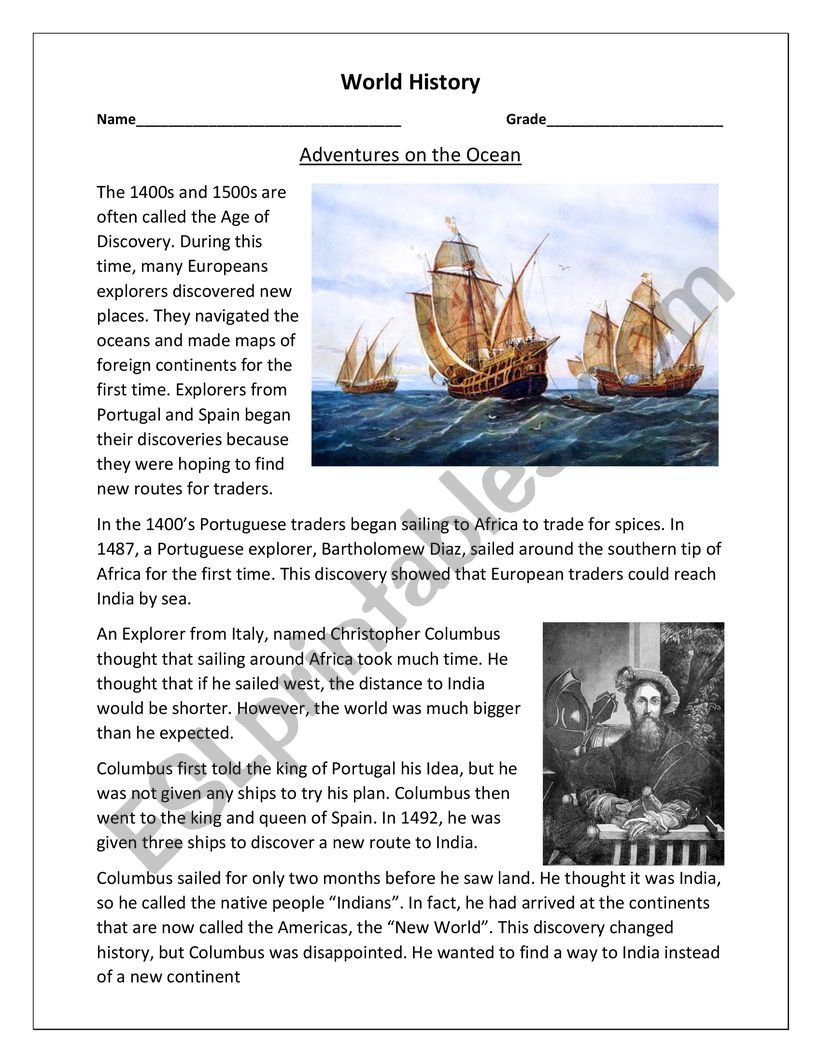 World History - Adventures on The Ocean