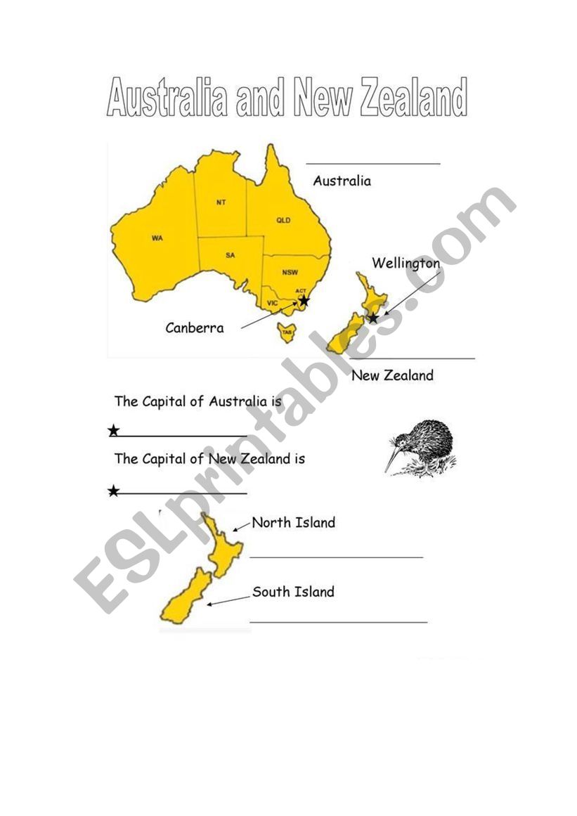 Australia and New Zealand worksheet