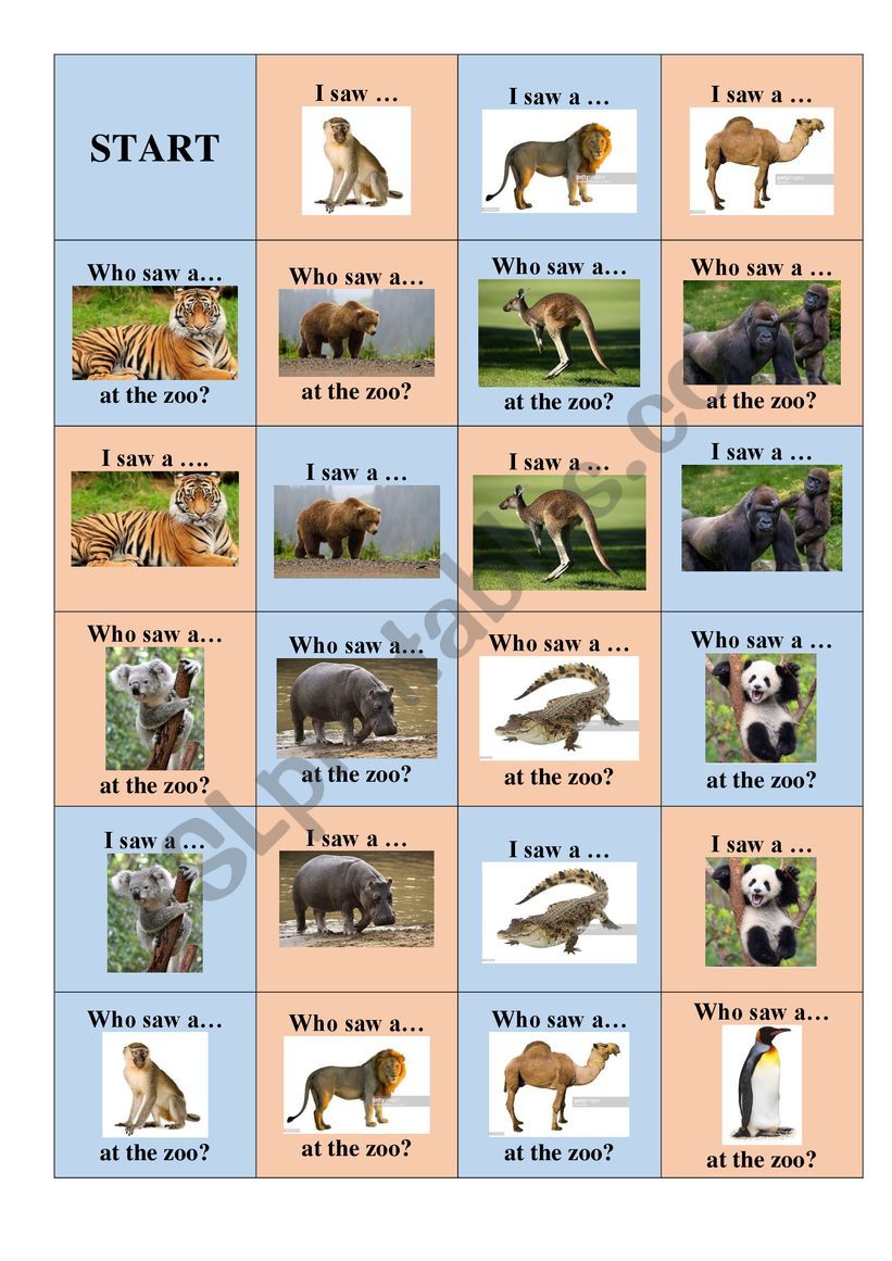 Zoo animals (loop game) worksheet