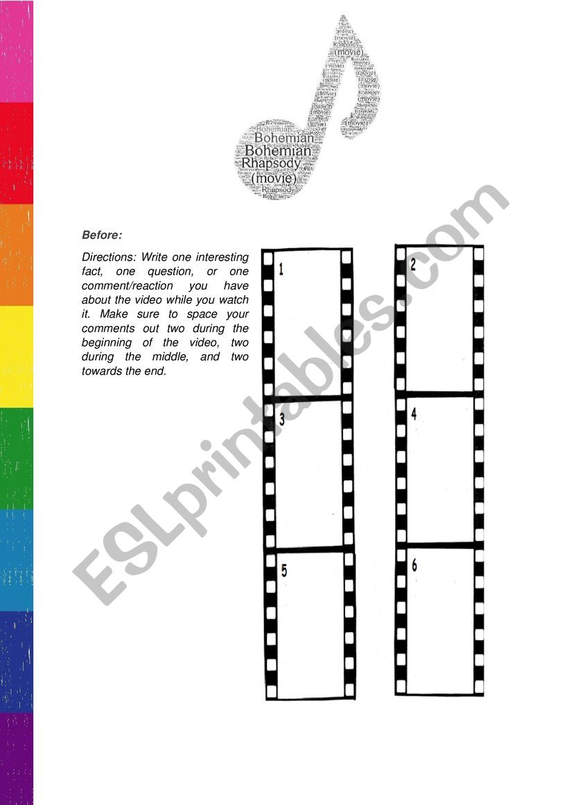 Bohemian Rhapsody Movie Guide worksheet