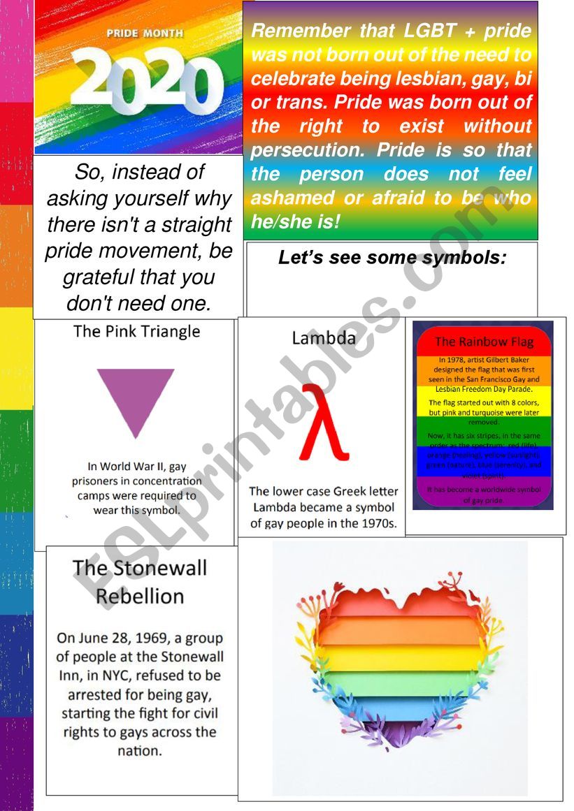 Words and symbols Pride Month worksheet