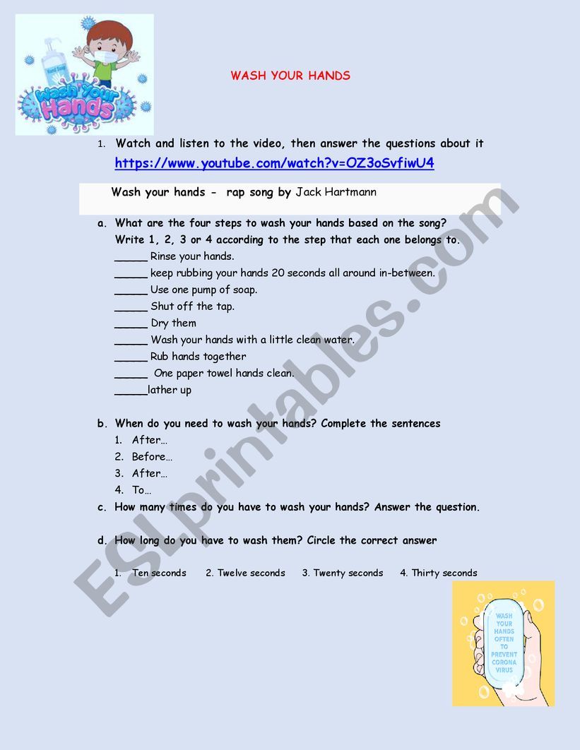 WASH YOUR HANDS worksheet