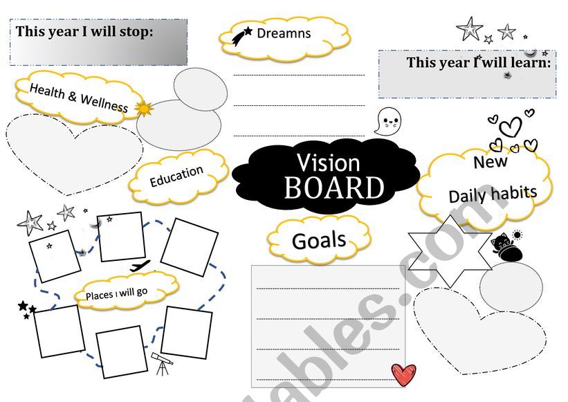 Vision Board - ESL worksheet by josieb1993