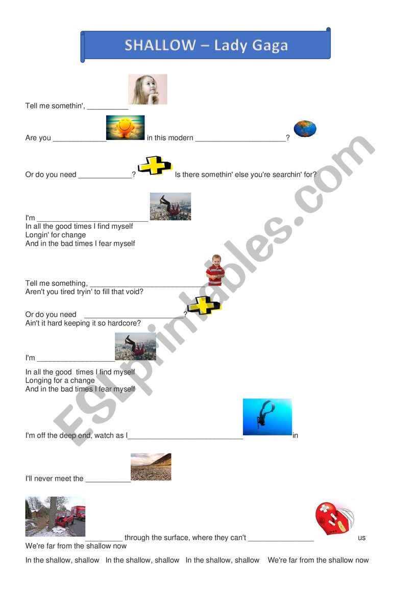 Shallow Music worksheet