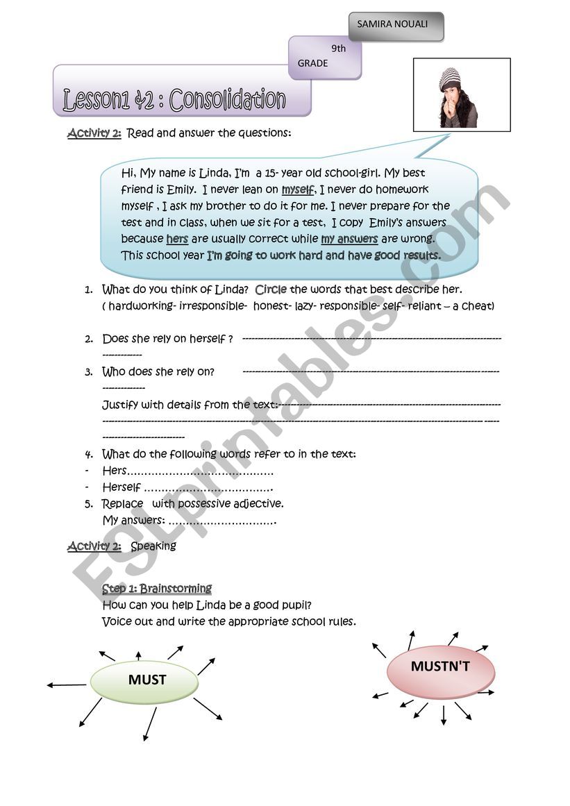 SCHOOL RULES worksheet