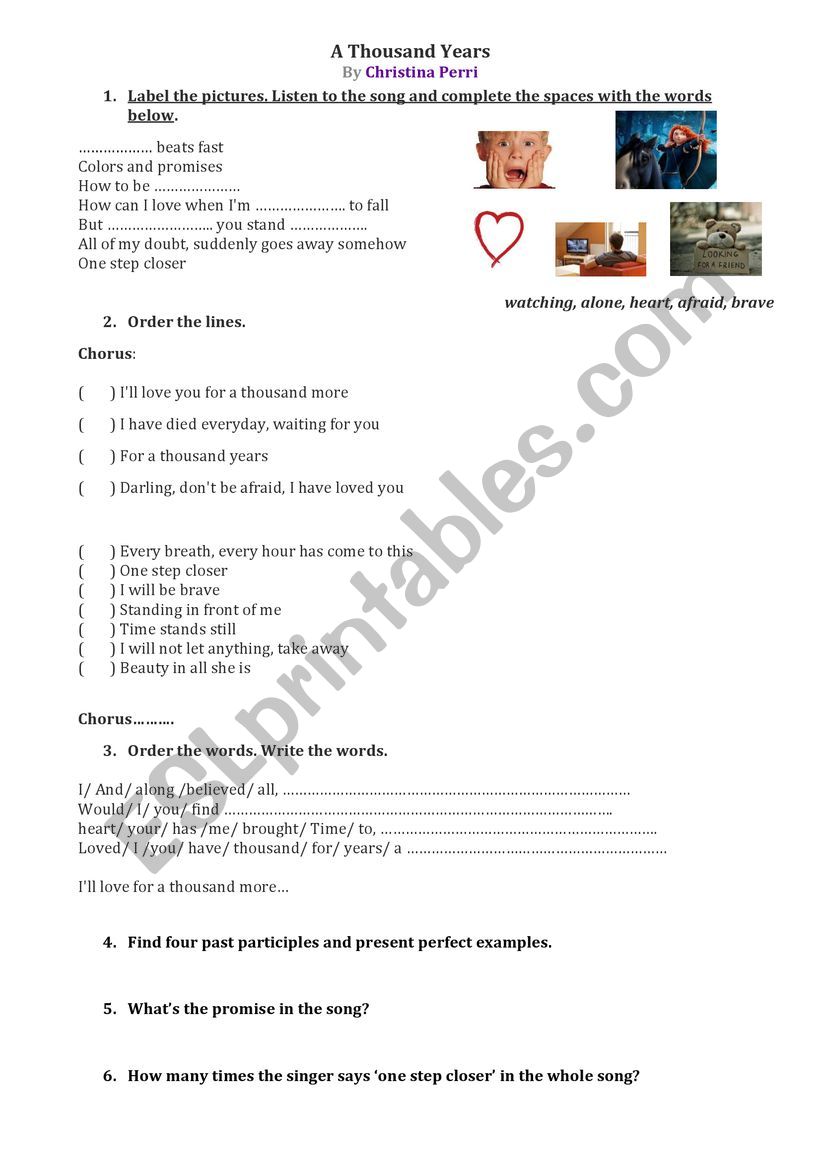 A thousand years worksheet