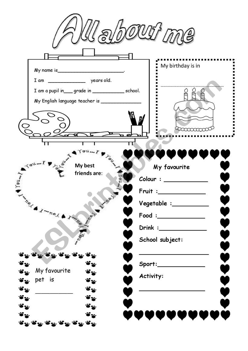 All about me worksheet