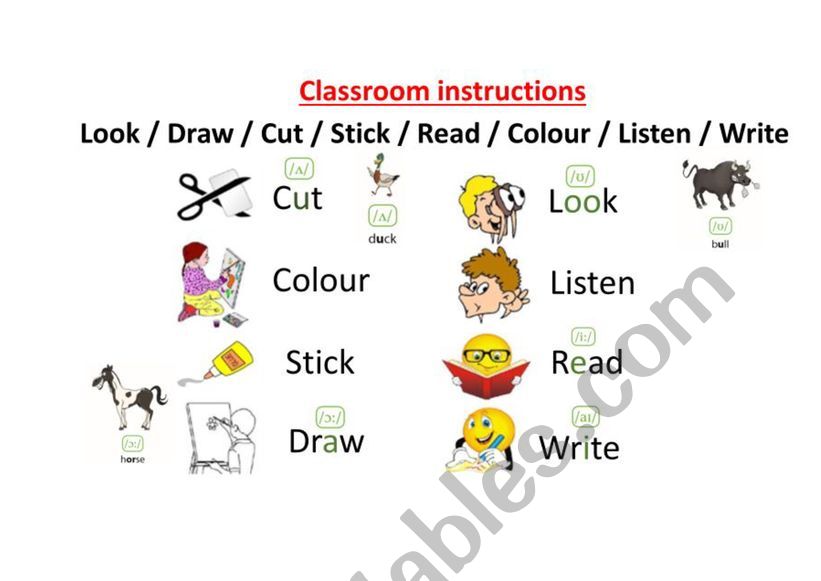 Classroom instructions worksheet