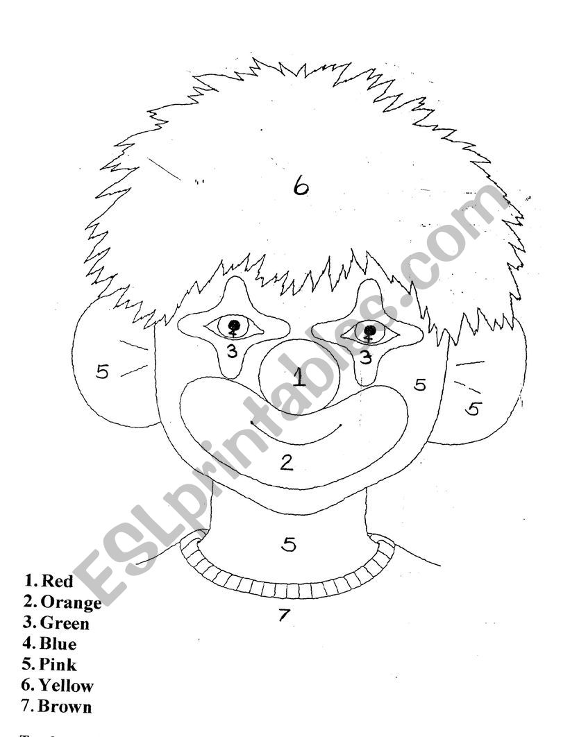 clown colors worksheet