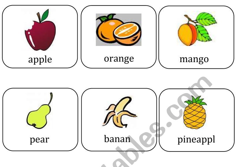Food - Vocabulary - Cards worksheet