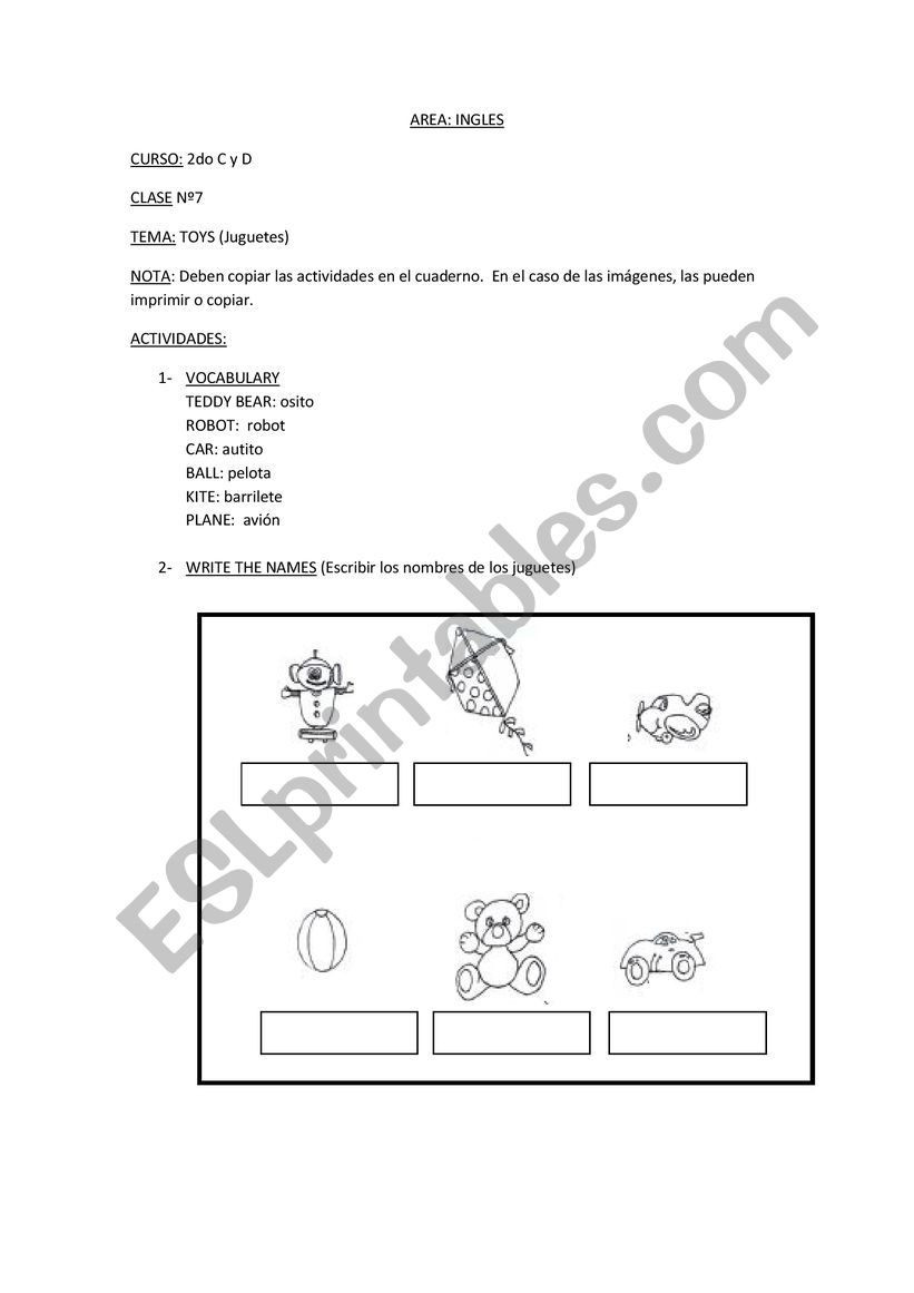 TOYS worksheet