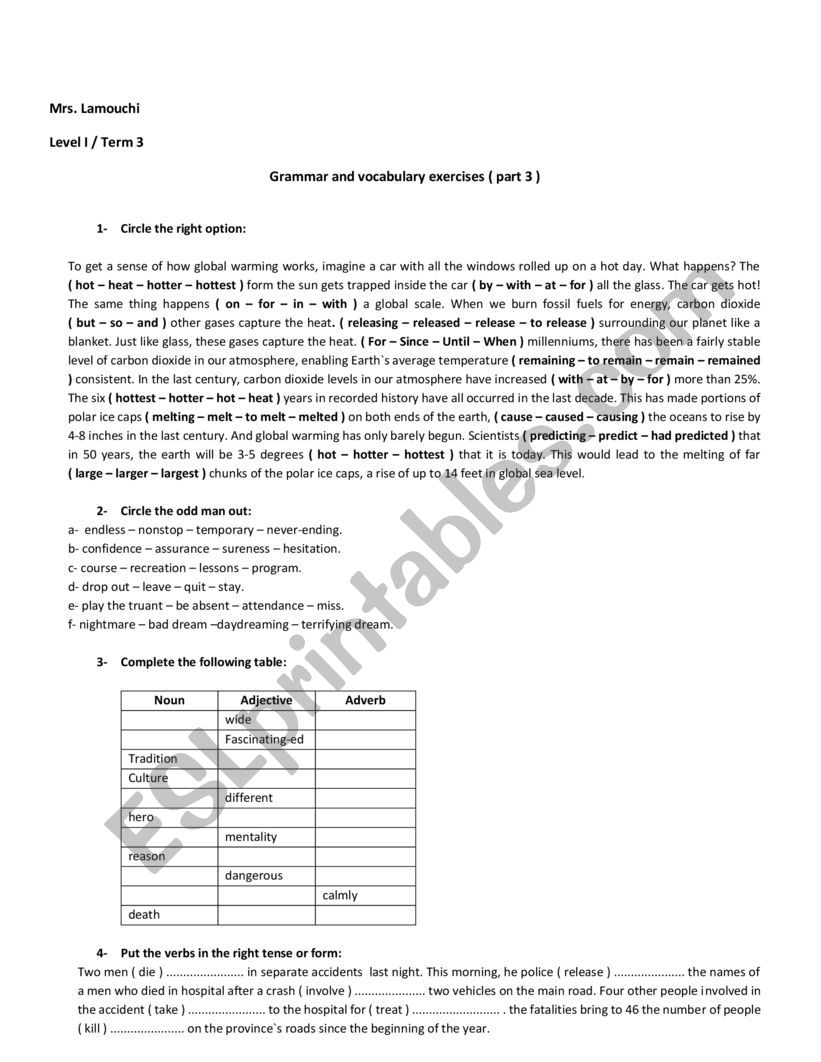 Review level 1 / Term 3 ( part 3 )