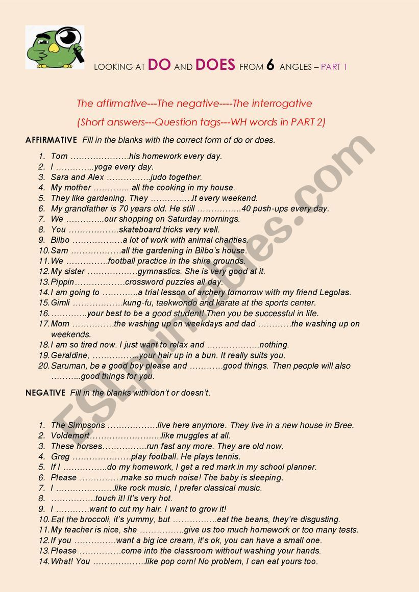 Looking at DO and DOES from 6 angles, part 1