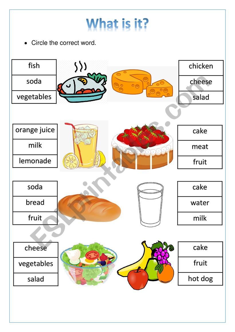 What is it? Food and drinks worksheet