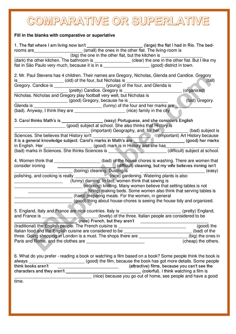 Comparison - Comparative or Superlative