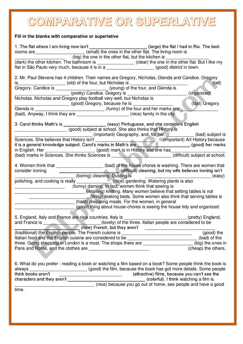 Comparison - Comparative or Superlative