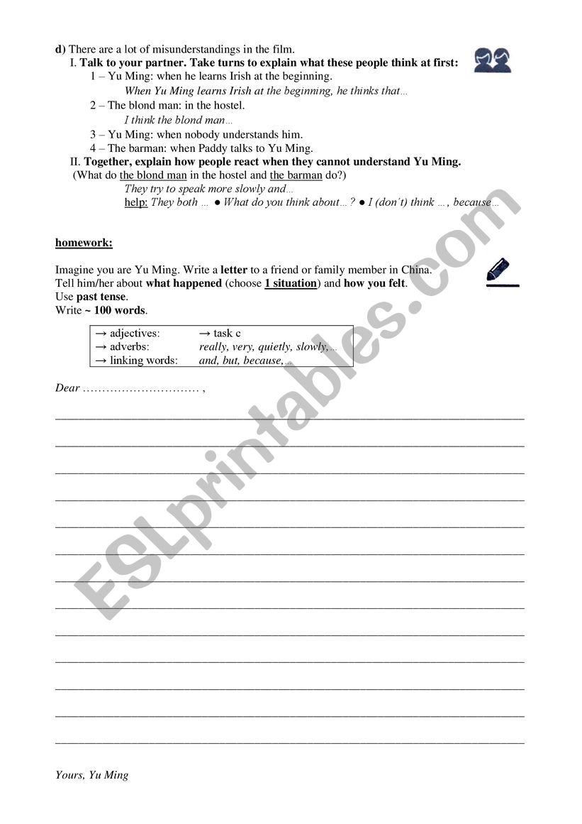 Tasks Yu Ming Is Ainm Dom Esl Worksheet By Mimi9694