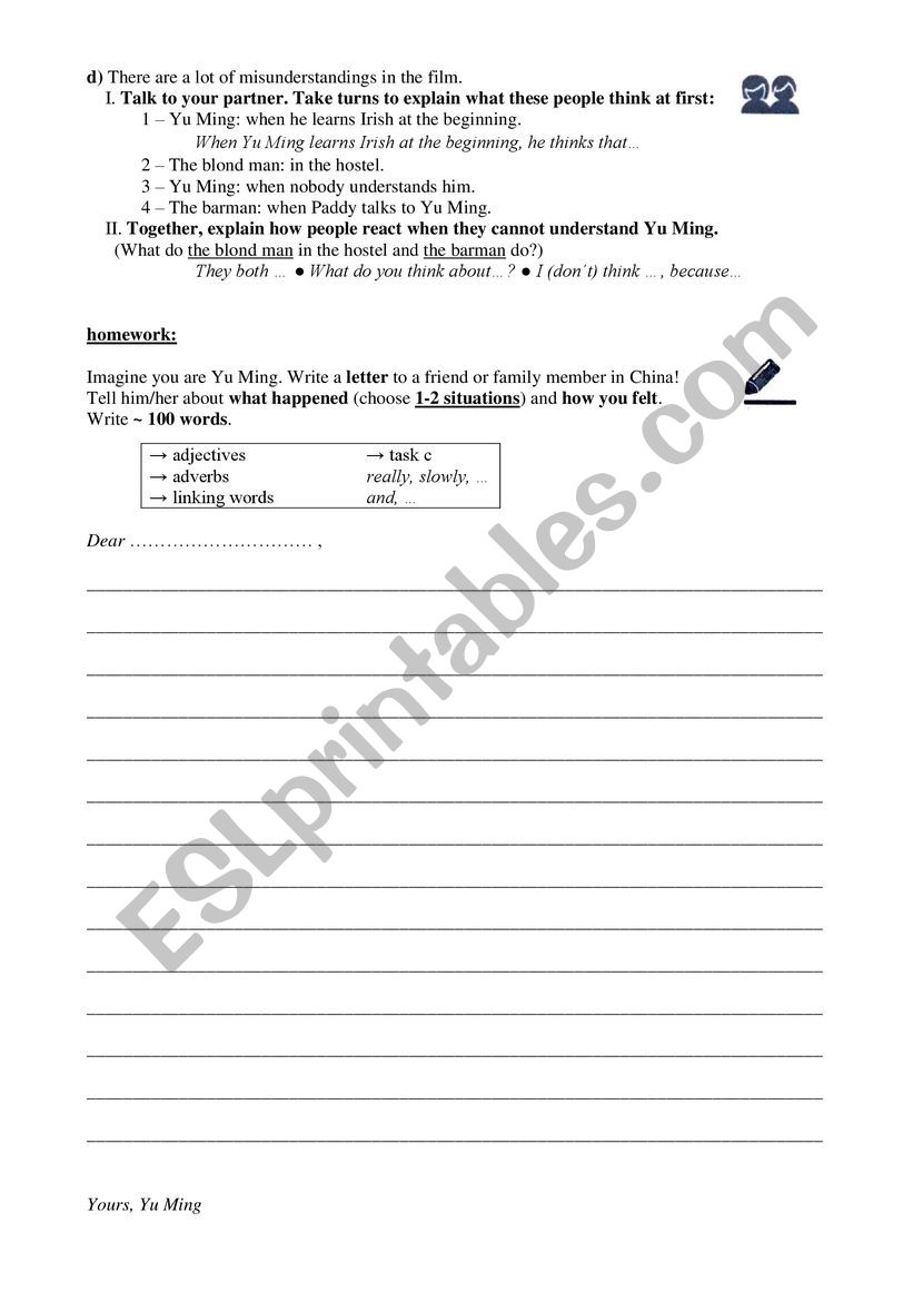 Tasks Yu Ming Is Ainm Dom Esl Worksheet By Mimi9694