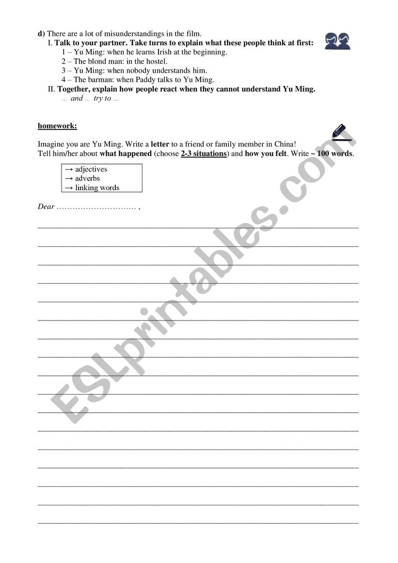 Tasks Yu Ming Is Ainm Dom Esl Worksheet By Mimi9694