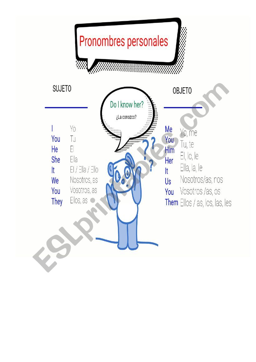 pronombres personales worksheet