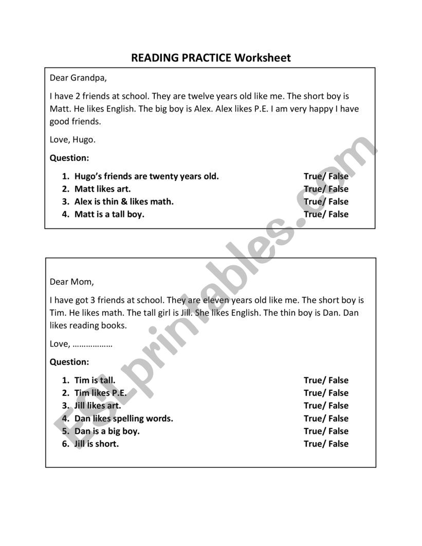 Read and write email worksheet