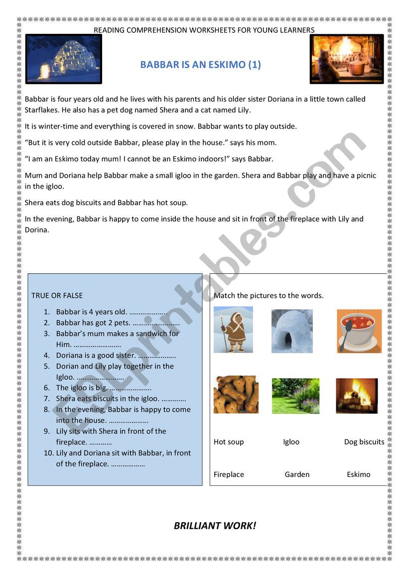 BABBAR IS AN ESKIMO worksheet