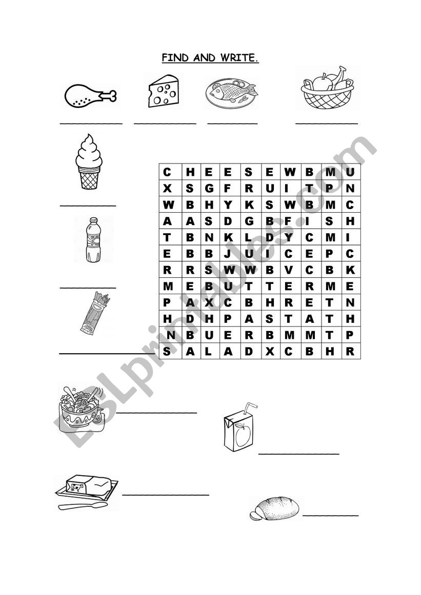 FOOD AND DRINK worksheet