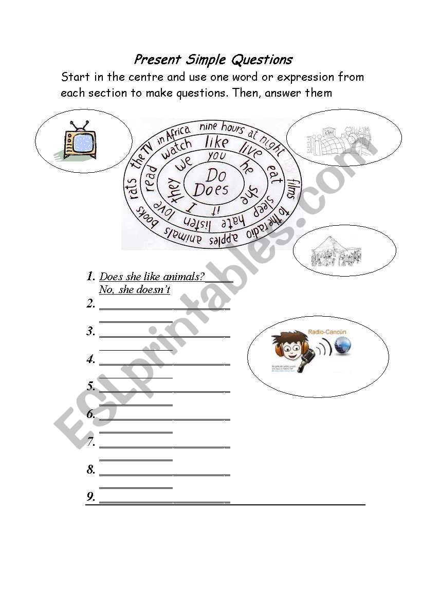 present simple questions worksheet