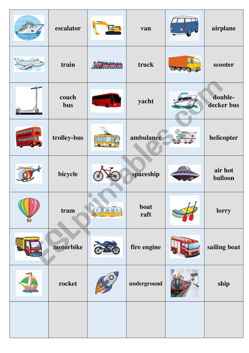 Vehicles (domino) worksheet