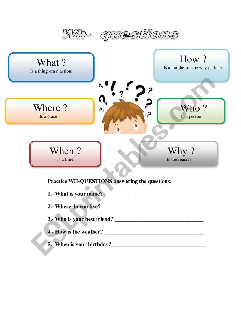 WH words worksheet