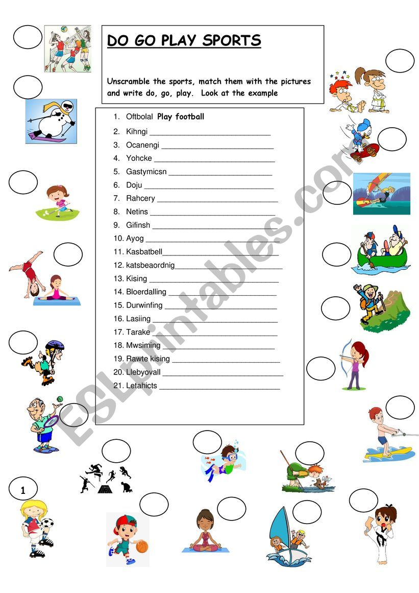 Do Go Play unscramble worksheet